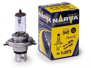 Галогенная лампа NARVA H4 RANGE POWER+30 12V 60/55W P43t 1шт NARVA 48878