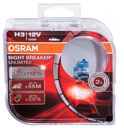 Галогенная лампа Н3 55W 12V PK22S Night Breaker 2шт OSRAM 64151NLHCBDUO