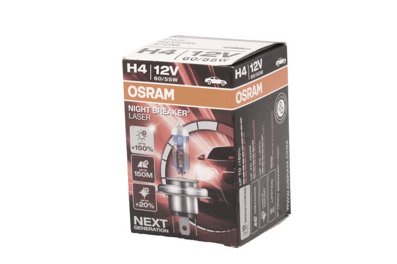 Галогенная лампа 12V H4 60/55W P43t Night Breaker Laser 1шт OSRAM 64193NL