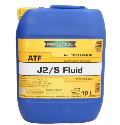 Трансмиссионное масло ATF J2/S FLUID 10л RAVENOL 1211115010