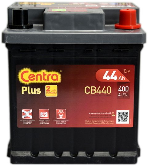 Аккумулятор Centra Plus 44Ah 400A R+ CENTRA CB440