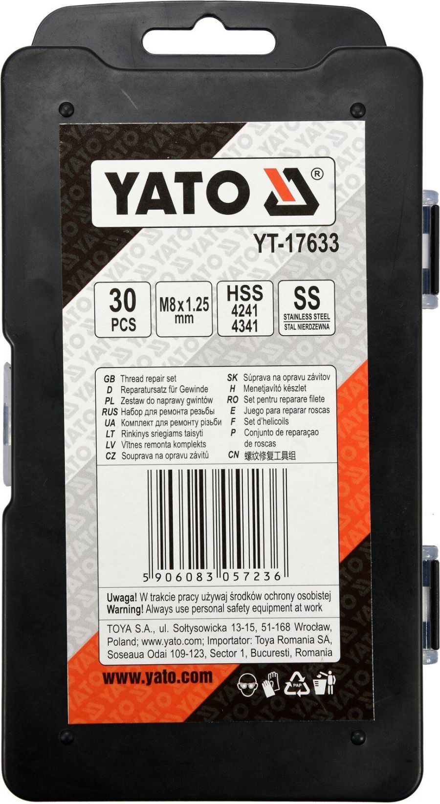 Набор для восстановления резьбы YATO M8x1.25 мм 30ед YATO YT17633