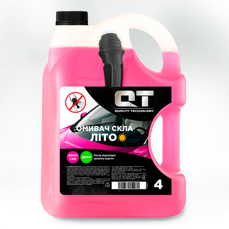 QT омыватель летний антимошка QT-Oil BubbleGum Канистра с лейкой (4л) QT-OIL QT00014