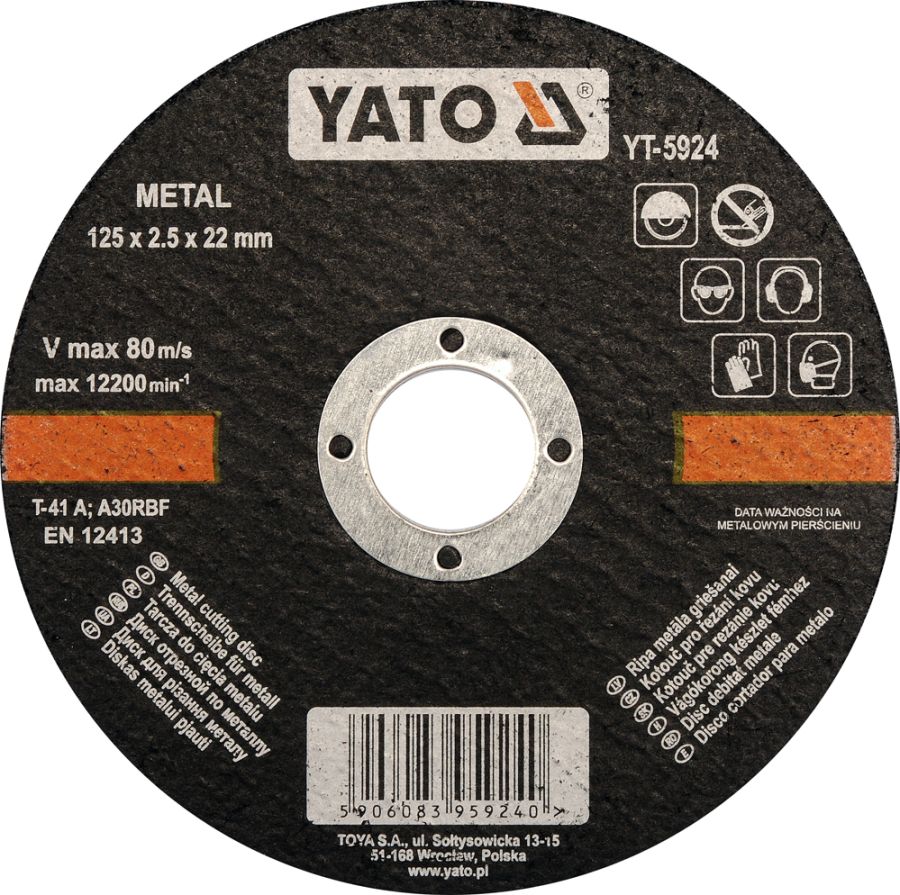 Диск отрезной по металлу YATO 125х2,5х22 мм 1шт YATO YT5924