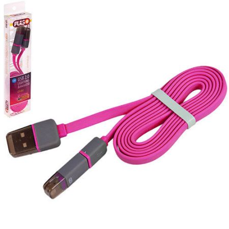 Кабель PULSO USB - Micro USB/Apple 1m pink (плаский) ELIT UNIVLCP002P