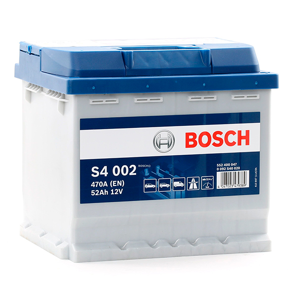 Аккумулятор Bosch S4 52Аh 470A R+ BOSCH 0092S40020