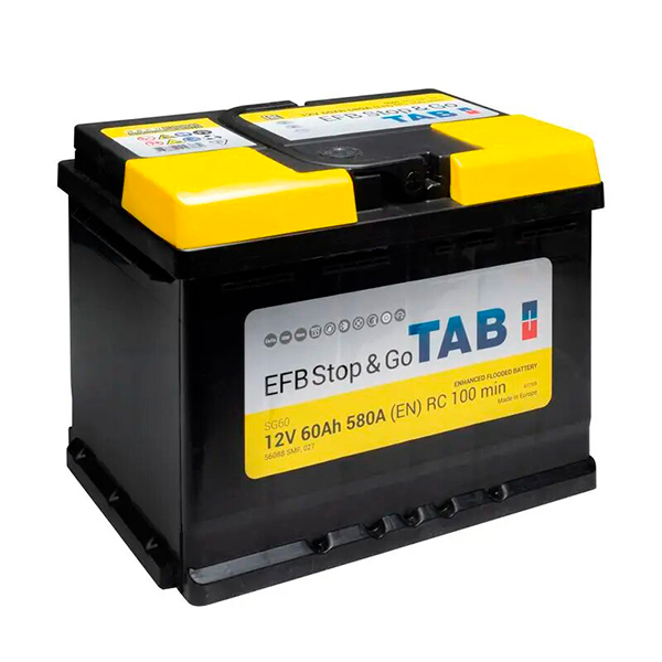 Аккумулятор Tab EFB 60Ah 580A R+ Start-Stop TAB 212060