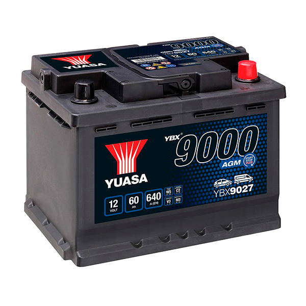 Аккумулятор Yuasa AGM 60Ah 640A R+ Start-Stop (9000 series) YUASA YBX9027