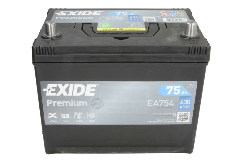 Аккумулятор Exide Premium 75Ah 630A R+ Asia EXIDE EA754