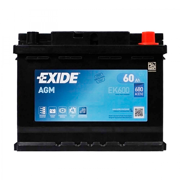Аккумулятор Exide AGM 60Ah 680A R+ Start-Stop EXIDE EK600