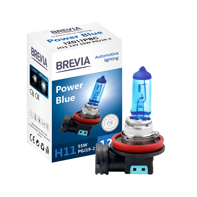 Галогенная лампа Brevia H11 12V 55W Power Blue 4200K (1шт.) BREVIA 12011PBC