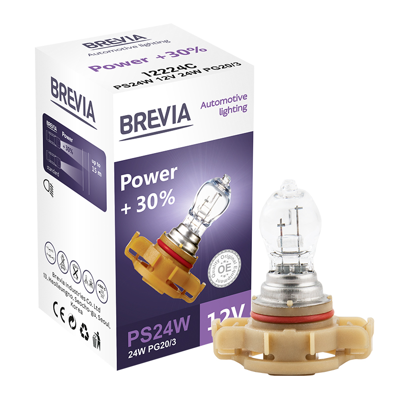 Галогенная лампа Brevia PS24W 12V 24W PG20/3 Power +30% (1шт.) BREVIA 12224C