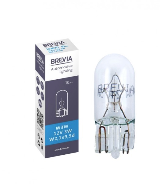 Лампа накаливания Brevia W3W 12V 3W (1шт.) BREVIA 12307C