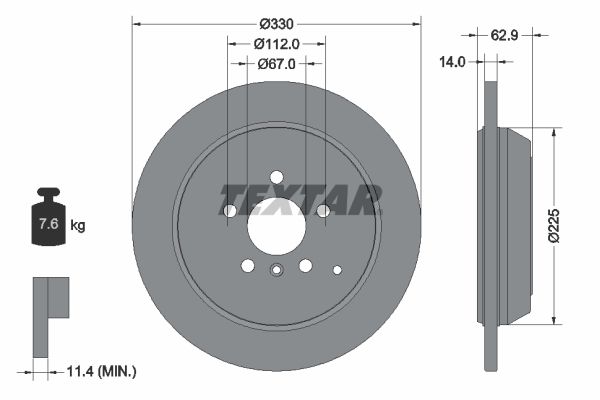 Тормозной диск задний TEXTAR 92150803