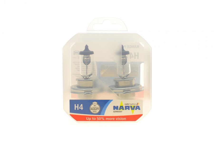 Галогенная лампа H4 12V 60/55W P43t Range Power 50+ (к-кт 2 шт.) NARVA 488612100