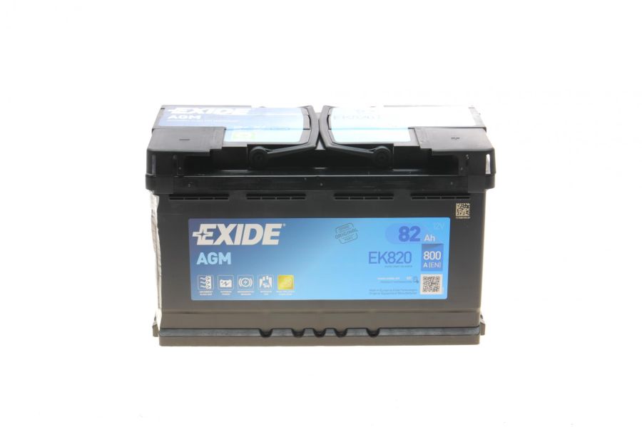 Аккумуляторна батарея 82Ah/800A (315x175x190/+R/B13) (Start-Stop AGM) EXIDE EK820
