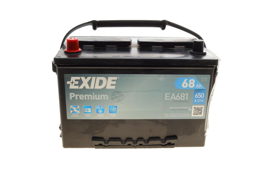 Аккумуляторная батарея 68Ah/650A (277x175x190/+L/B1+B12) Premium EXIDE EA681