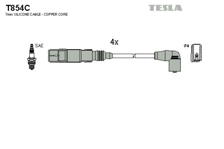 Высоковольтные провода зажигания TESLA T854C