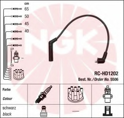 Комплект высоковольтных проводов NGK RCHD1202