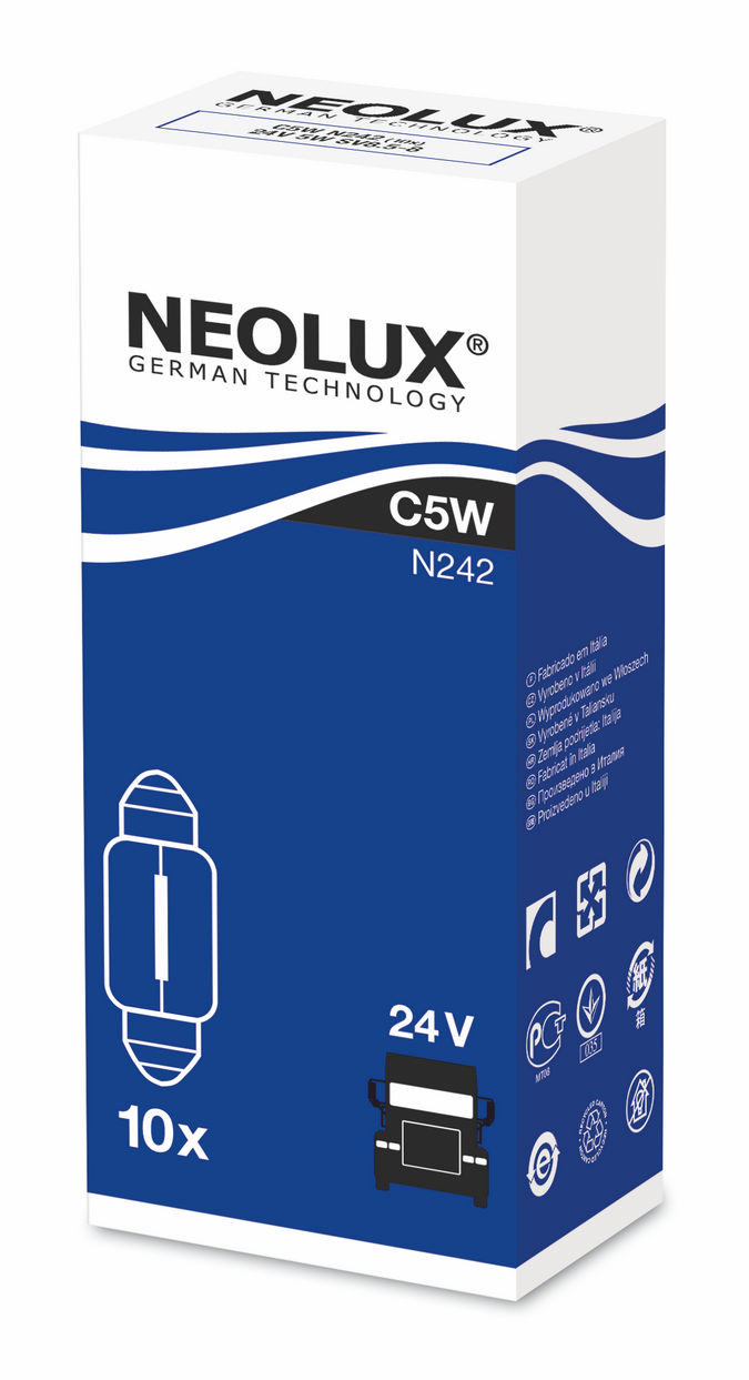 Галогенная лампа C5W 24V 5W 35ММ SV8,5-8 1шт NEOLUX N242