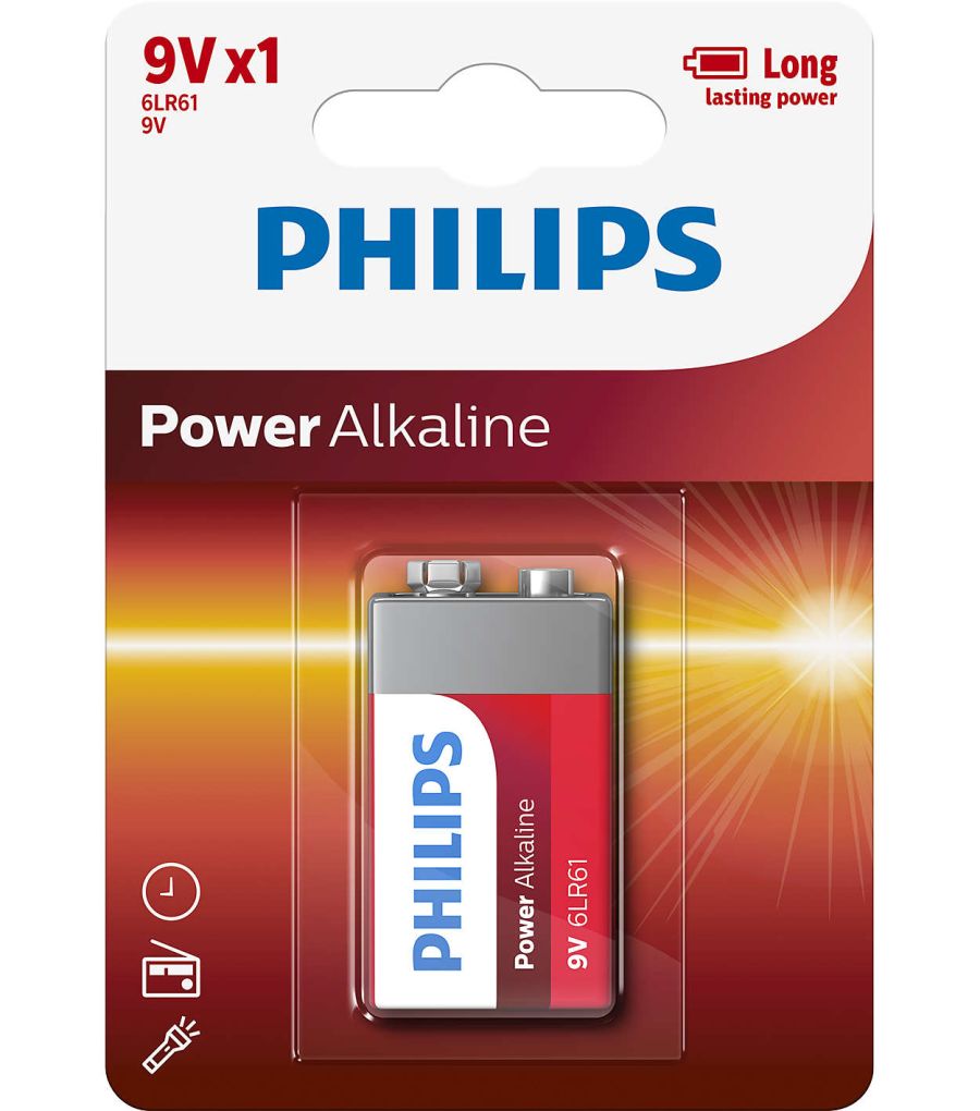 Батарейка Krona Power Alkaline 9V 1 шт PHILIPS 6LR61P1B10