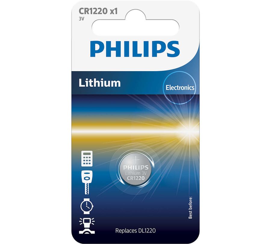 Батарейка CR 1220 Lithium 3V 1 шт PHILIPS CR122000B