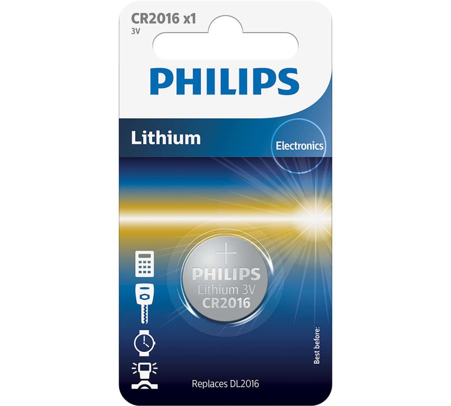 Батарейка CR 2016 Lithium 3V 1 шт PHILIPS CR201601B
