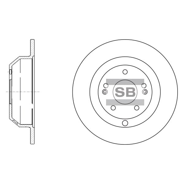 Тормозной диск задний, не вентилируемый SANGSIN (Hi-Q) SD1072