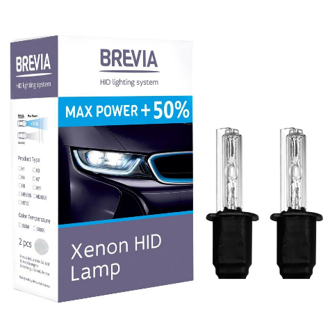 Ксеноновая лампа Brevia H3 +50%, 6000K, 85V, 35W, (2шт.) BREVIA 12360MP