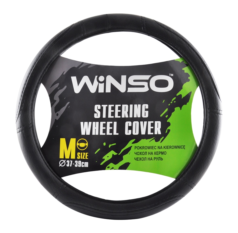 Чохол на кермо WINSO, розмір M (37-39см), екошкіра, колір чорний, на основі білої гуми WINSO 140420
