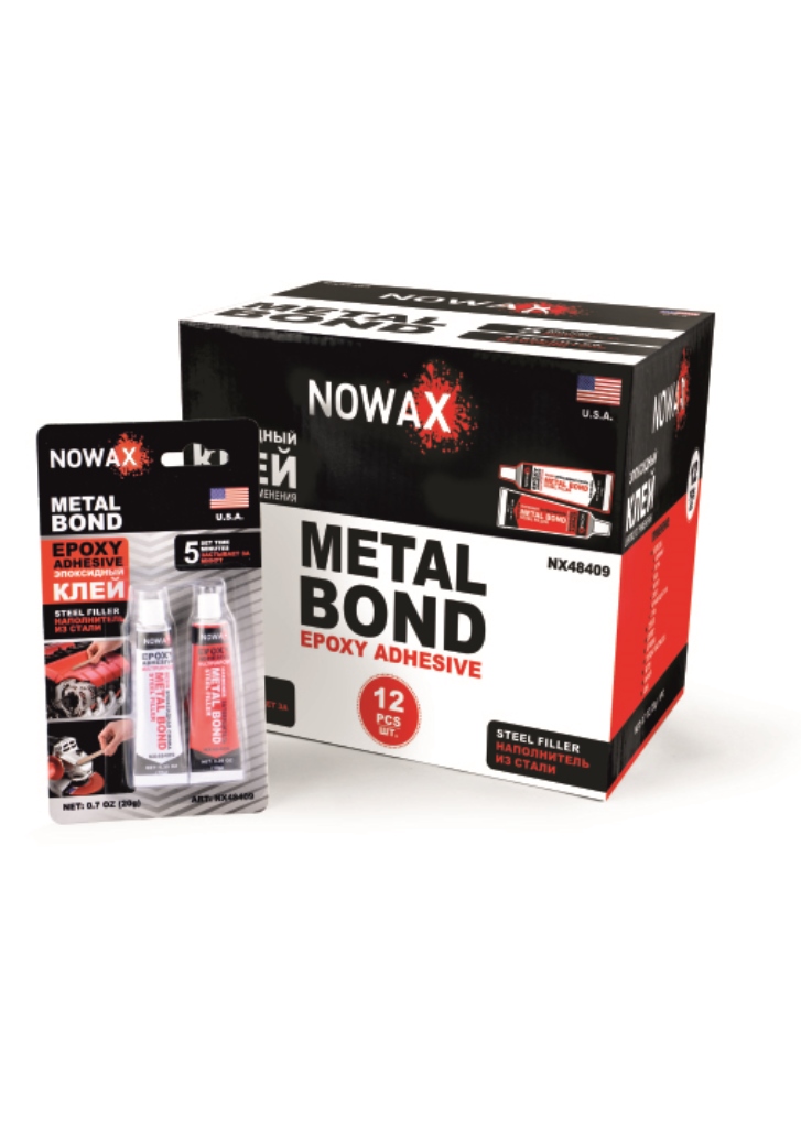 METAL BOND 20g клей епоксидний двокомпонентний сталевого кольору 12/144 NOWAX NX48409