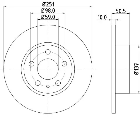 Тормозной диск задний HELLA 8DD355101971
