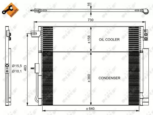 Радиатор кондиционера (с осушителем) NRF 350038