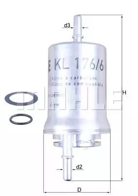 Фильтр топливный MAHLE KL1766D