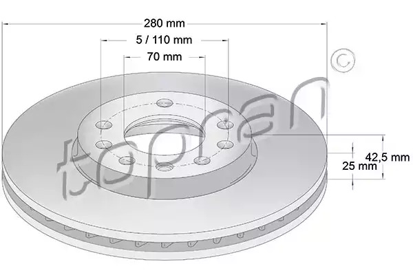 Тормозной диск передний TOPRAN 205524