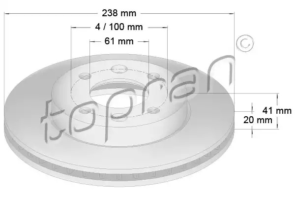 Тормозной диск передний TOPRAN 700176