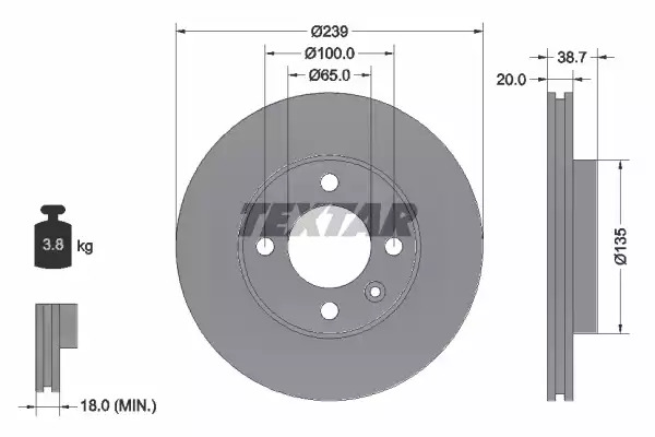 Тормозной диск передний TEXTAR 92012103