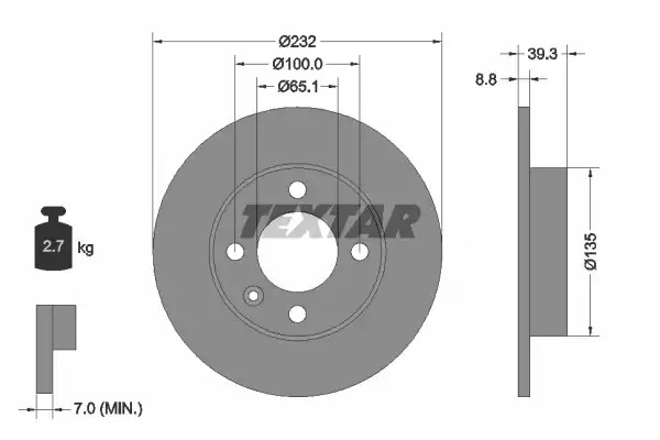 Тормозной диск задний TEXTAR 92098203