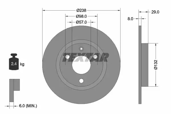 Тормозной диск передний TEXTAR 92038500
