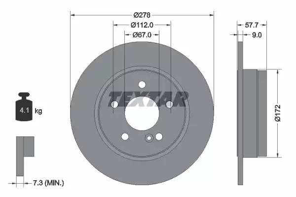 Тормозной диск задний TEXTAR 92163103