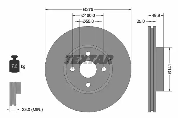 Тормозной диск передний TEXTAR 92180303