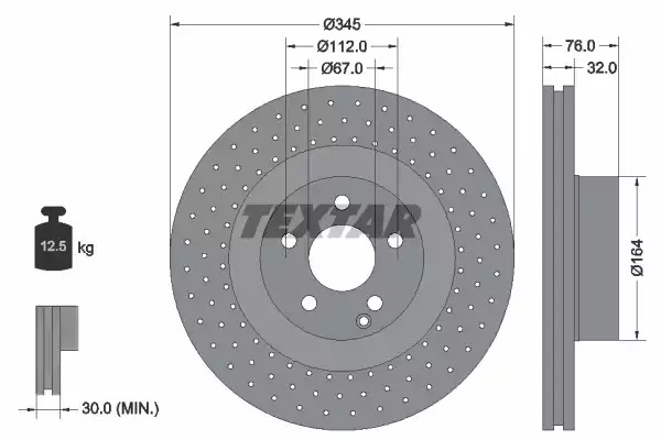 Тормозной диск передний TEXTAR 92108800