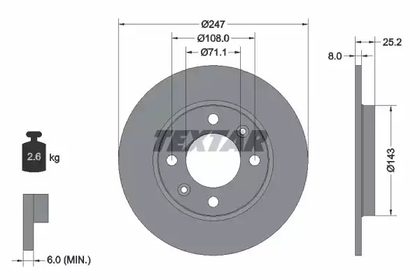 Тормозной диск задний TEXTAR 92055003
