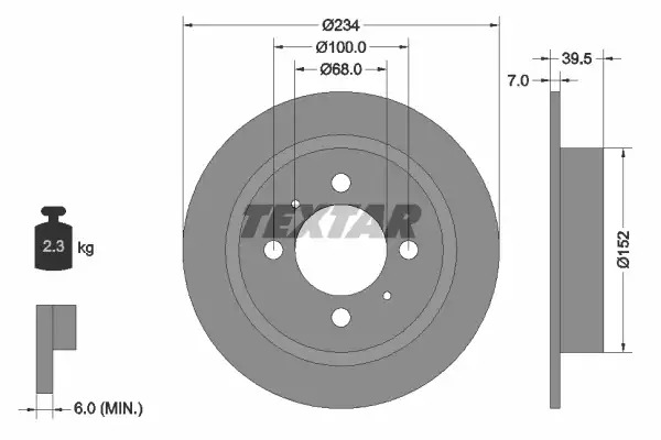 Тормозной диск задний TEXTAR 92080000