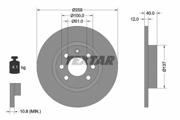 Тормозной диск передний TEXTAR 92050600