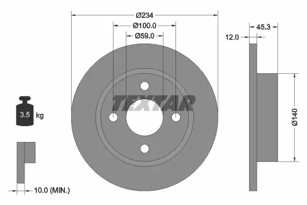 Тормозной диск передний TEXTAR 92063300