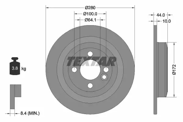 Тормозной диск задний TEXTAR 92234003