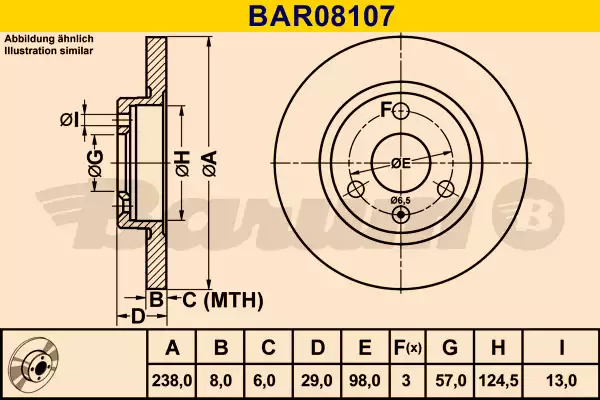 Тормозной диск передний BARUM BAR08107