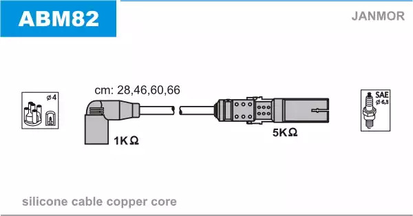 Высоковольтные провода зажигания JANMOR ABM82