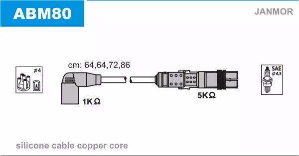Высоковольтные провода зажигания JANMOR ABM80